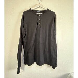 Mododoc Mens Black Seal Long Sleeve Henley Shirt Size XL 100% Cotton Casual New